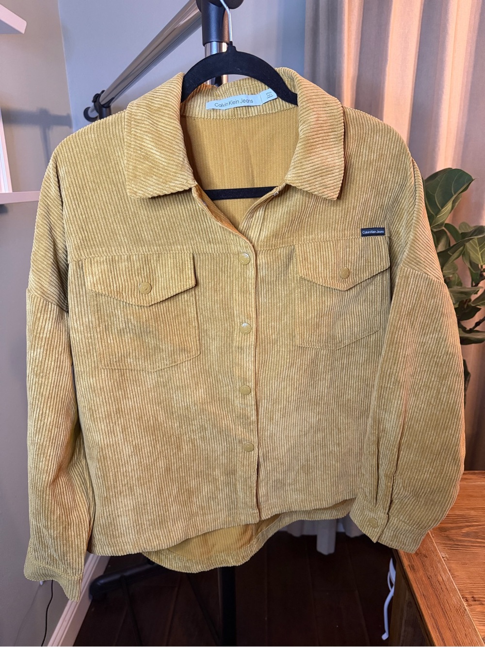 Calvin Klein Jeans Tan Corduroy Shirt Jacket Shacket Size Small